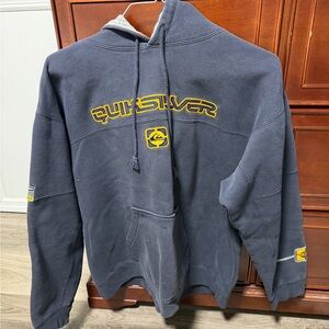 Quiksilver Men's Navy Hoodie with Yellow Accents